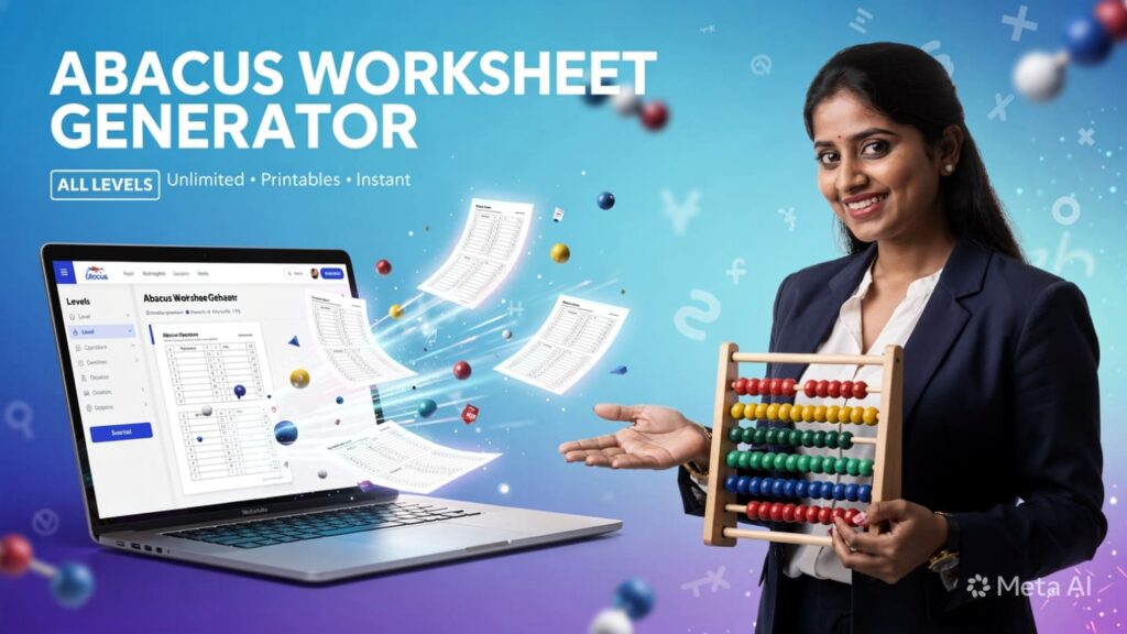 Abacus worksheet generator abacus wordkheet generator